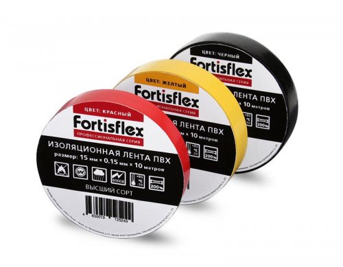 Изолента Fortisflex ПВХ 15x0.15х10 желтый картинка